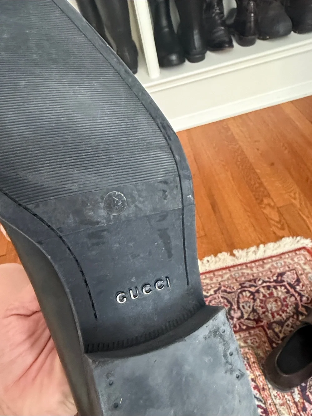 Gucci Men's Black Leather Slip-On Loafers